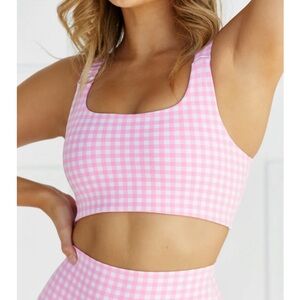 Astoria Activewear LUXE BALANCE Ruched Sports bra - Pink Gingham size small